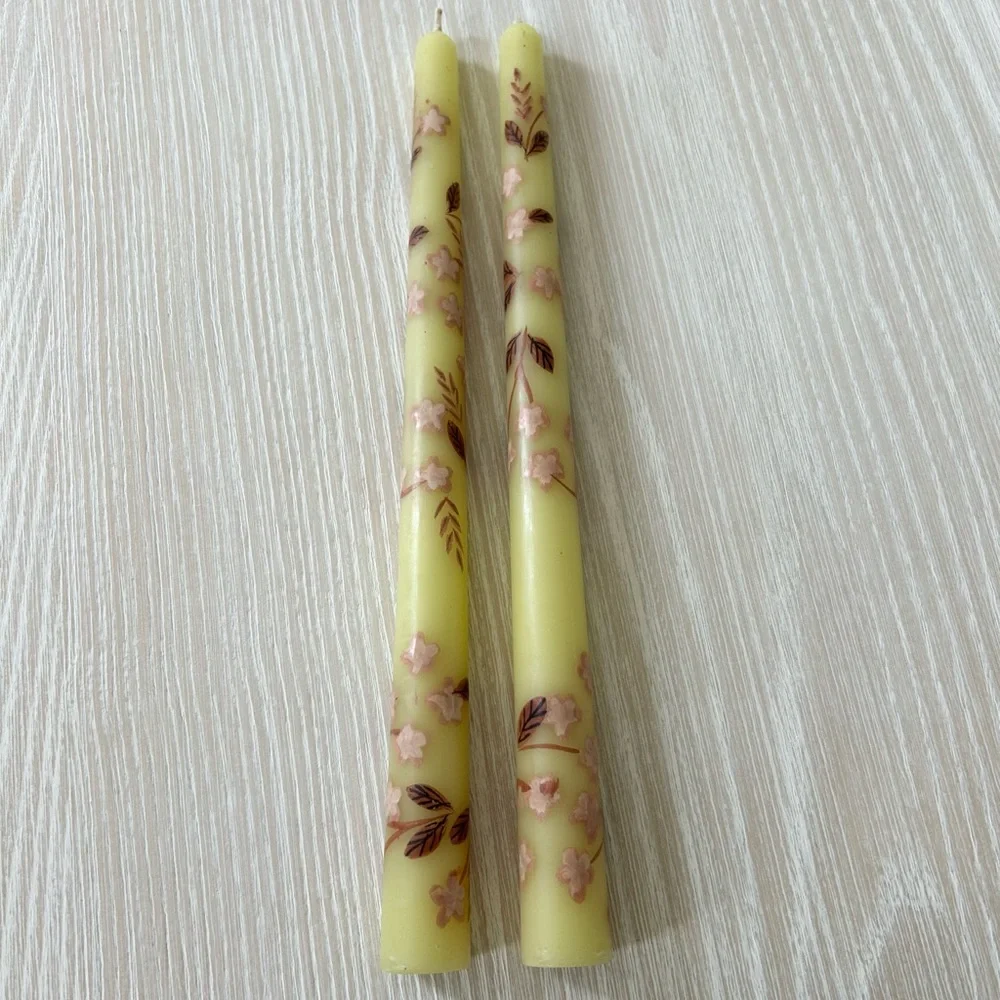Anthropologie Hand Painted 12” Taper Candles
